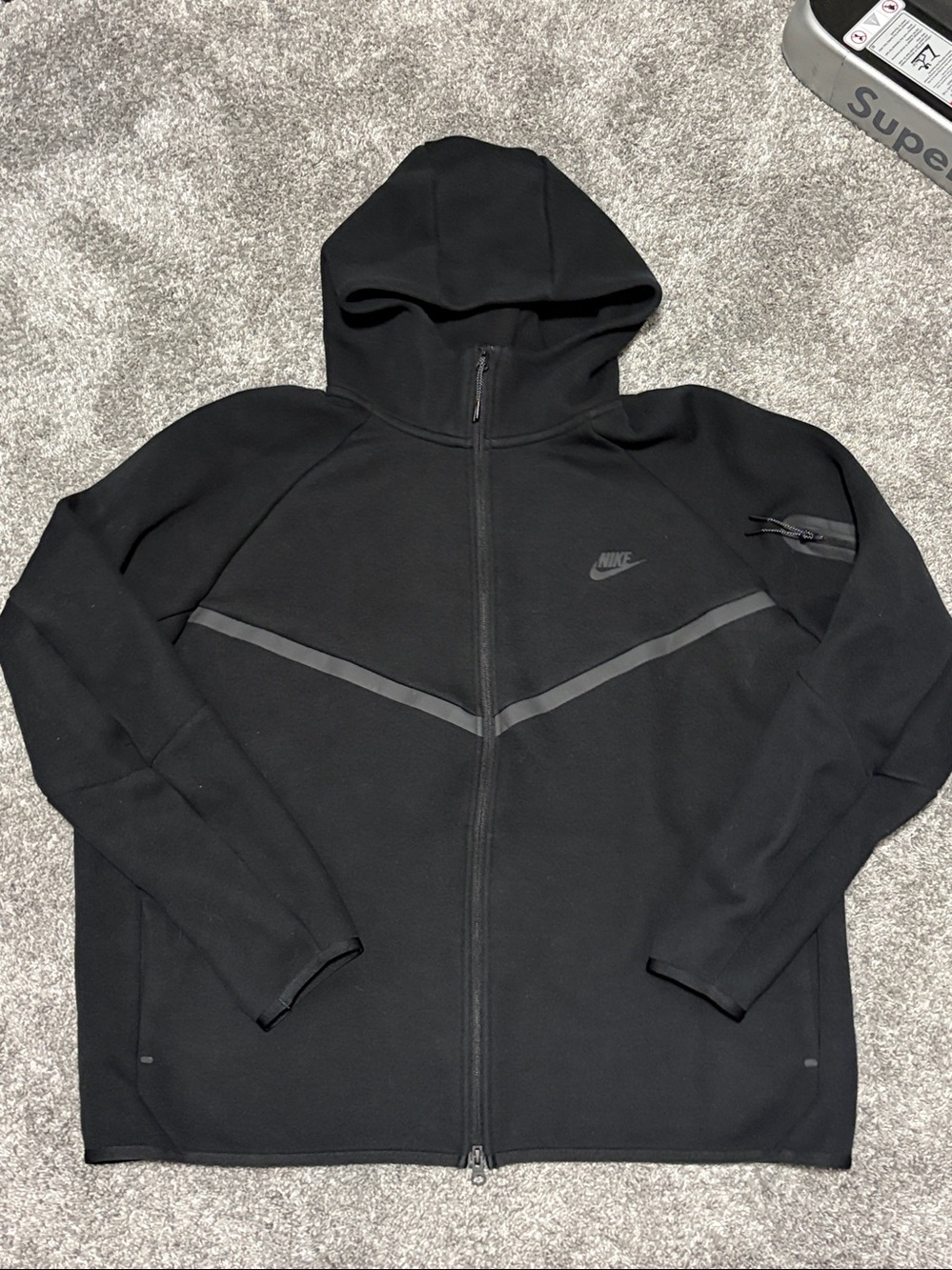 Nike Tech Fleece Hoodie Jacket Size XXL Black  Full Zip Cotton Blend